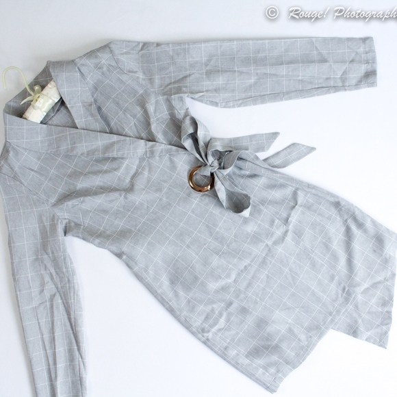 Shawl Collar Surplice Wrap Tie Asymmetrical Dress - Picture 6 of 8